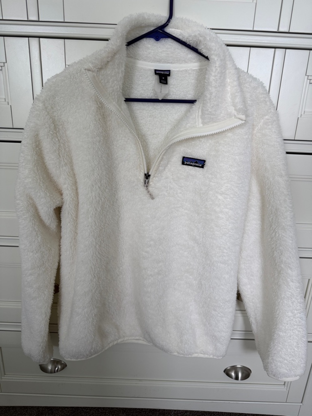 Patagonia White Plush Quarter-Zip Turtleneck Pullover